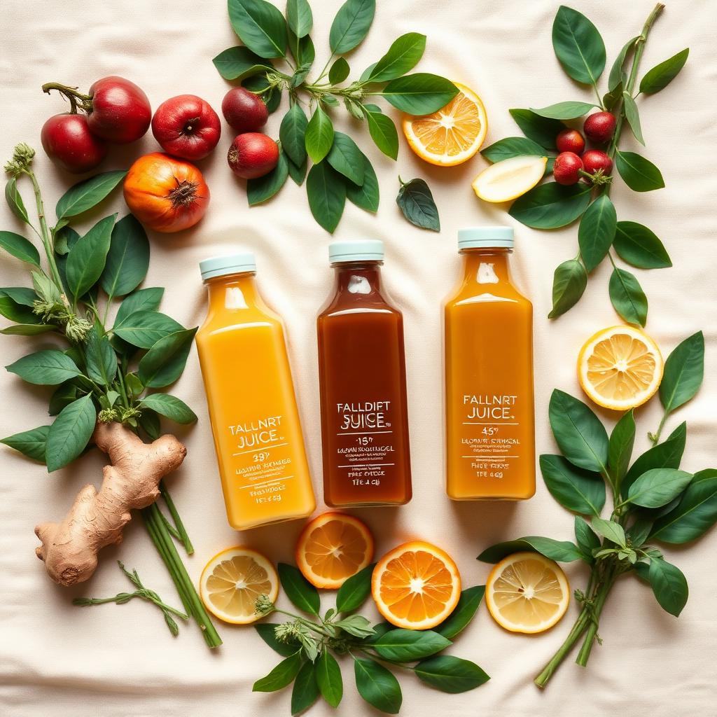 Fresh cold-pressed juices with organic ingredients
